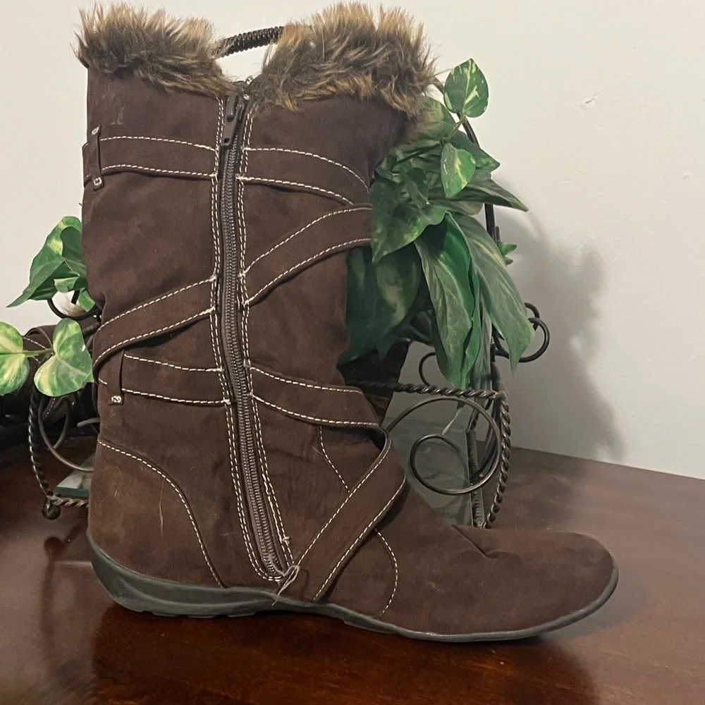 Natural Soul Brown Faux Fur Winter Boots